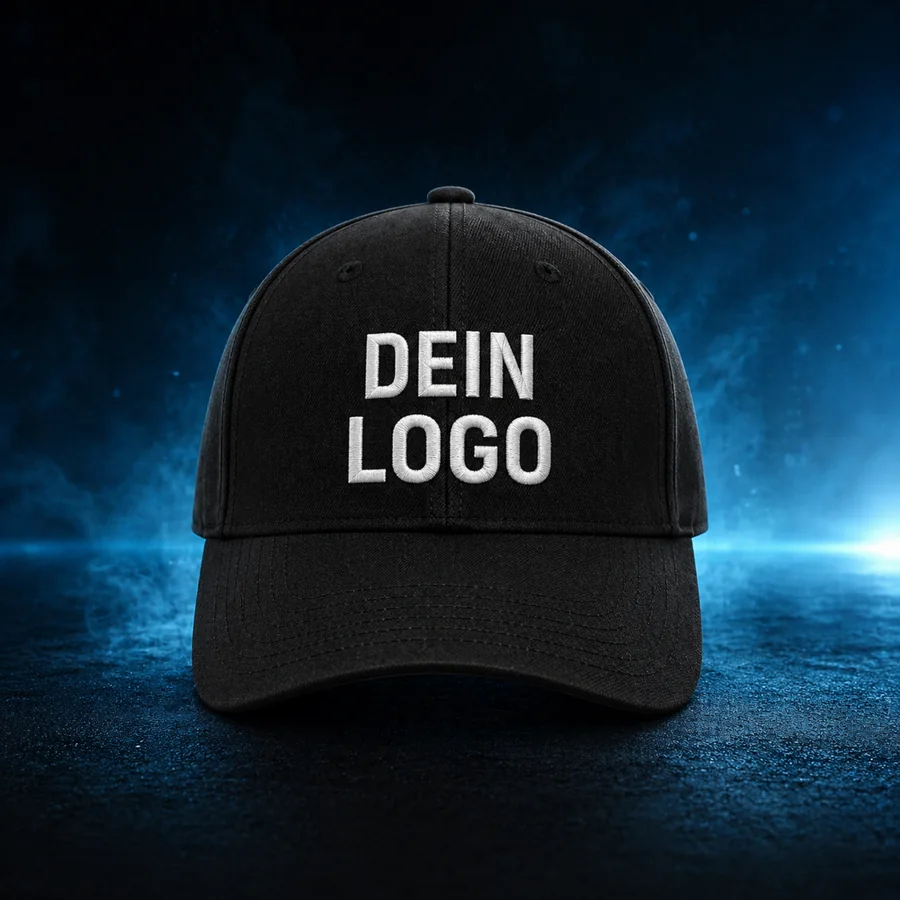Schwarze Cap mit Logo-Stick